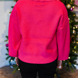 Hot Pink Trim the Tree Collared Sweater