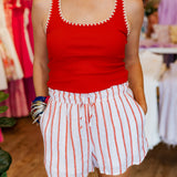 Z SUPPLY: JAIDYNN RIB TANK- CABANA RED