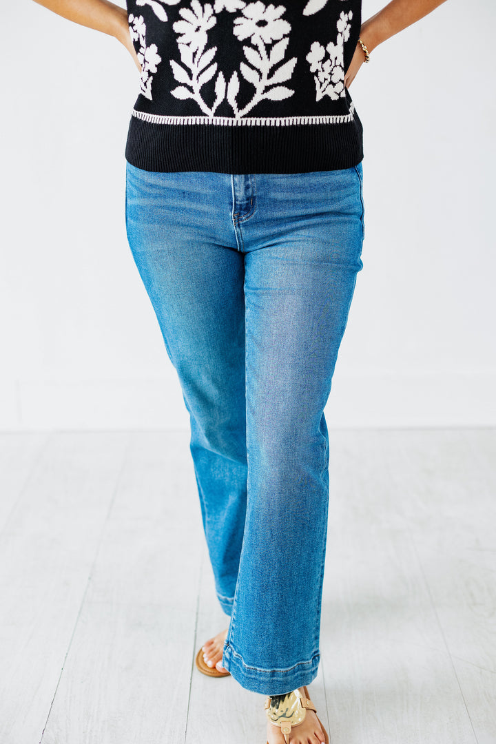 VERVET: HIGH RISE TROUSER HEM JEAN