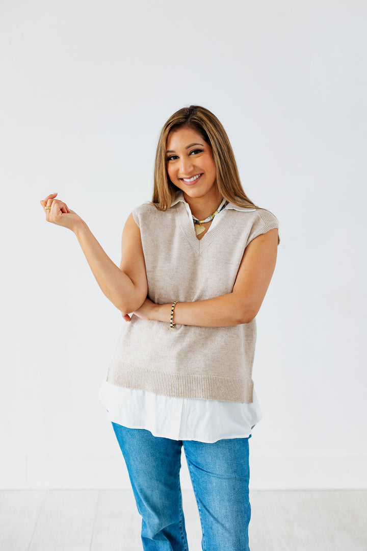 SLEEVELESS LAYERED SWEATER VEST