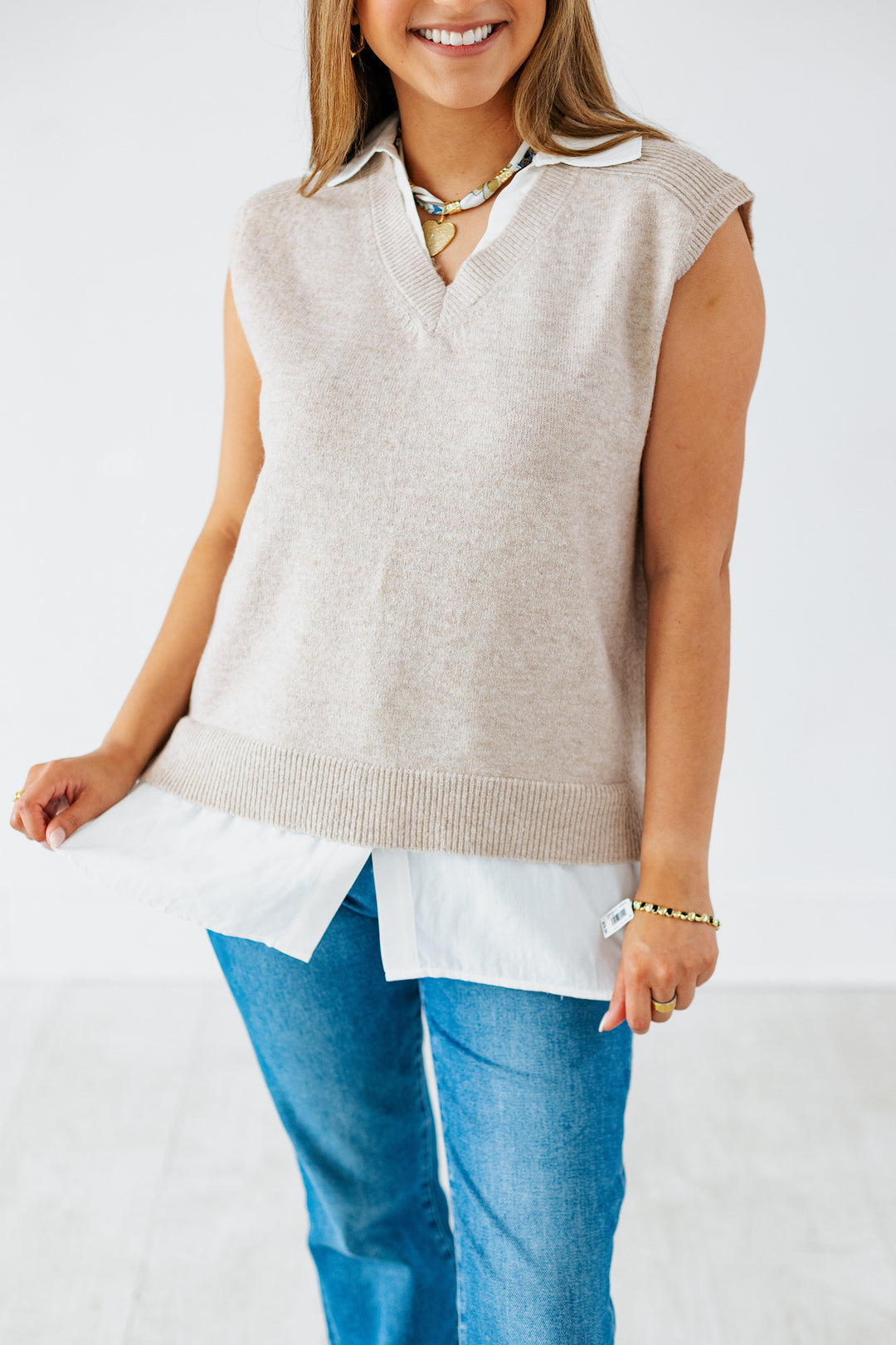 SLEEVELESS LAYERED SWEATER VEST