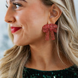 Red Gemstone Bow Earring