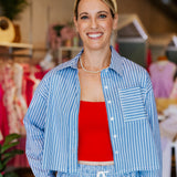 NAVY STRIPE BUTTON DOWN