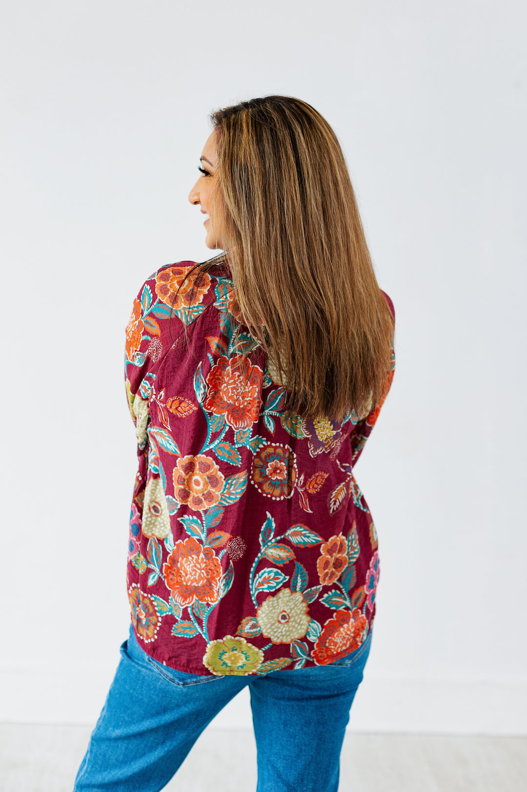 BURGUNDY FLORAL BLOUSE