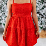 Red Hot Textured Bubble Hem Dress