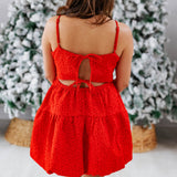 Red Hot Textured Bubble Hem Dress