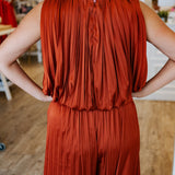 Giving Thanks Rust Pleated Top