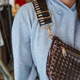 Metallic Gunmetal Woven Bum Bag