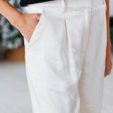 Cream Dull Satin Pant