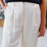 Cream Dull Satin Pant