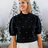 Pearl & Rhinestone Embellished Sweater