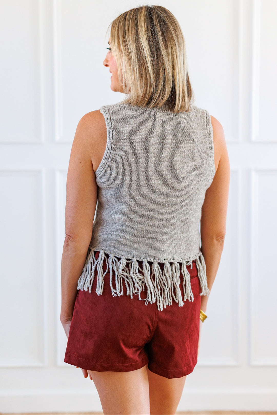 GREY TASSEL TRIM SWEATER