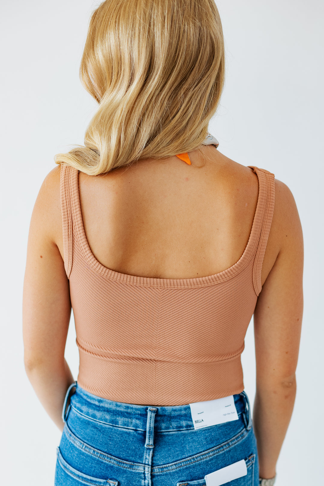 NIKIBIKI CHEVRON RIBBED CROP TOP- MOCHA MOUSSE