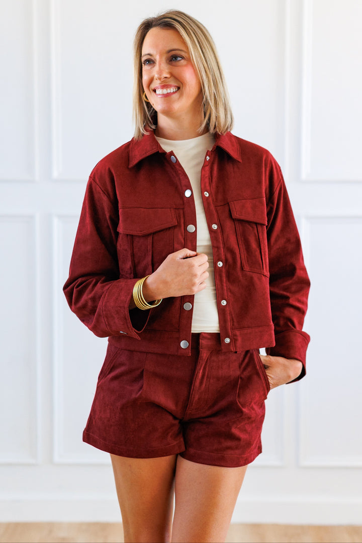WINE SUEDE JACKET
