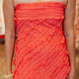 CORAL STRAPLESS MAXI DRESS