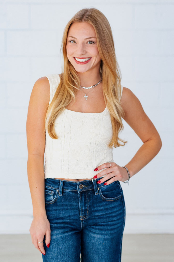 NIKIBIKI: DOUBLE LACE TANK TOP- BUTTERCREAM