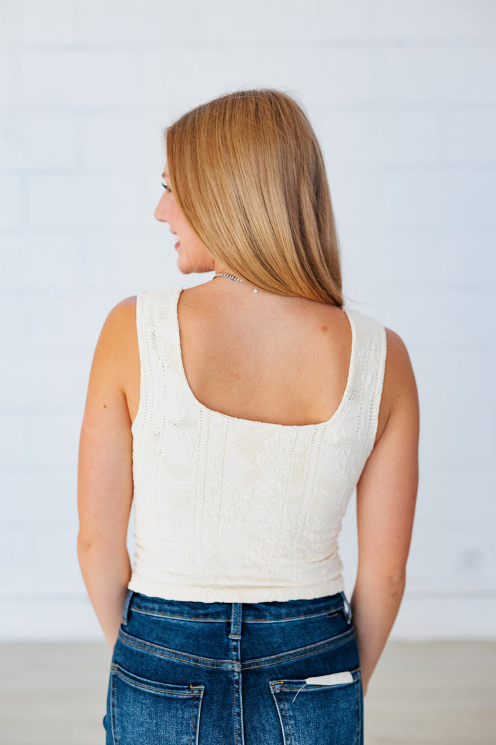 NIKIBIKI: DOUBLE LACE TANK TOP- BUTTERCREAM