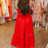 ARIEL SCALLOP TRIM MIDI DRESS