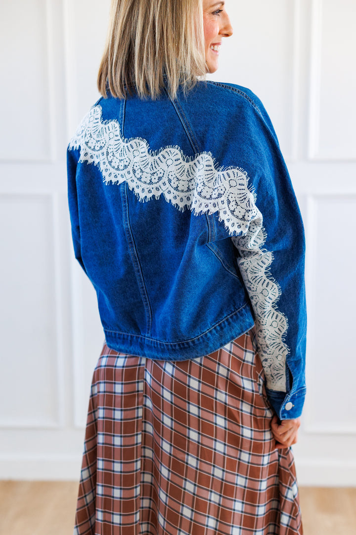 LACE TRIM DENIM JACKET