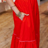 ARIEL SCALLOP TRIM MIDI DRESS