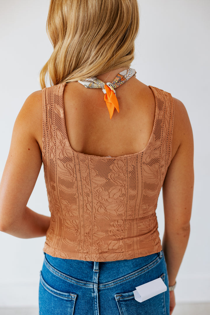 NIKIBIKI DOUBLE LACE TANK- MOCHA MOUSSE