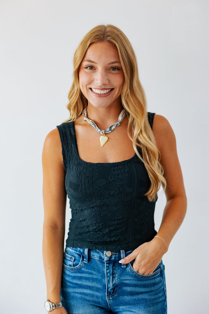 NIKIBIKI DOUBLE LACE TANK - FOREST NIGHT