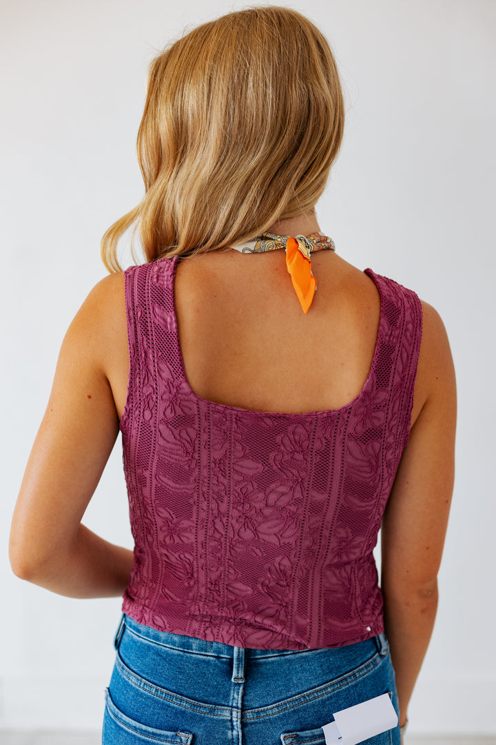NIKIBIKI DOUBLE LACE TANK- MULBERRY
