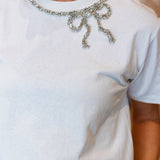 RHINESTONE BOW TEE