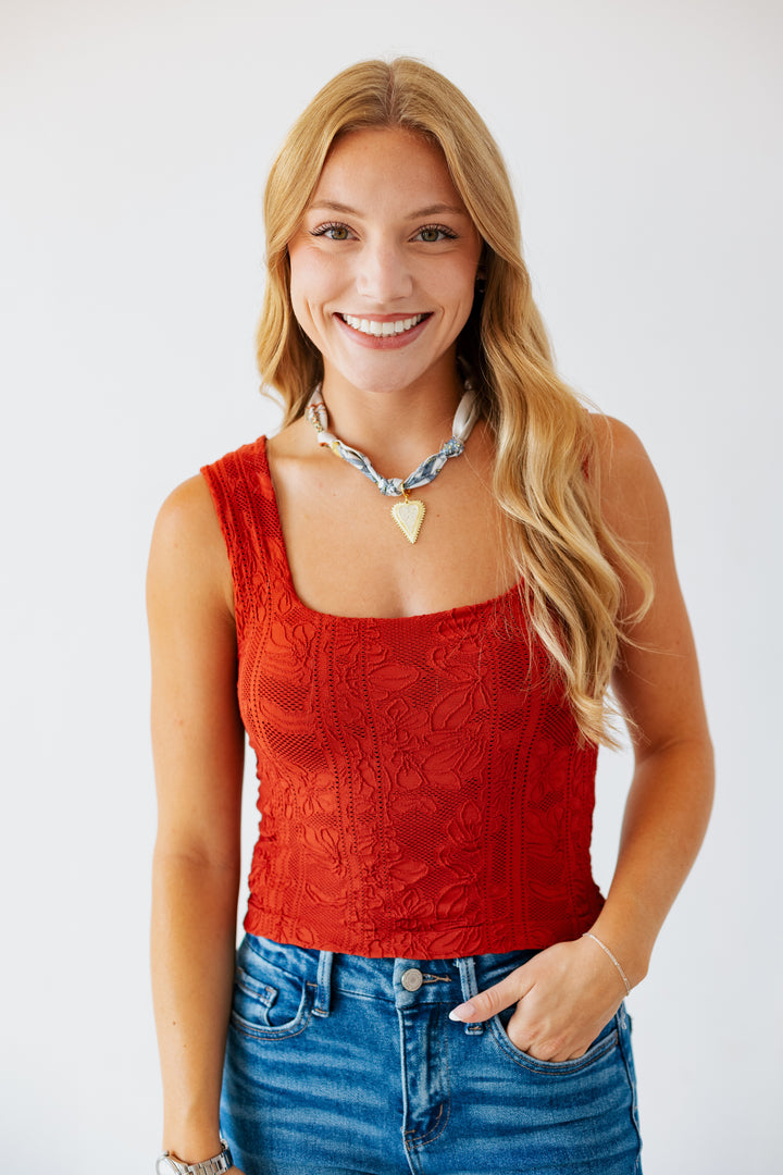 NIKIBIKI DOUBLE LACE TANK- CHILI OIL
