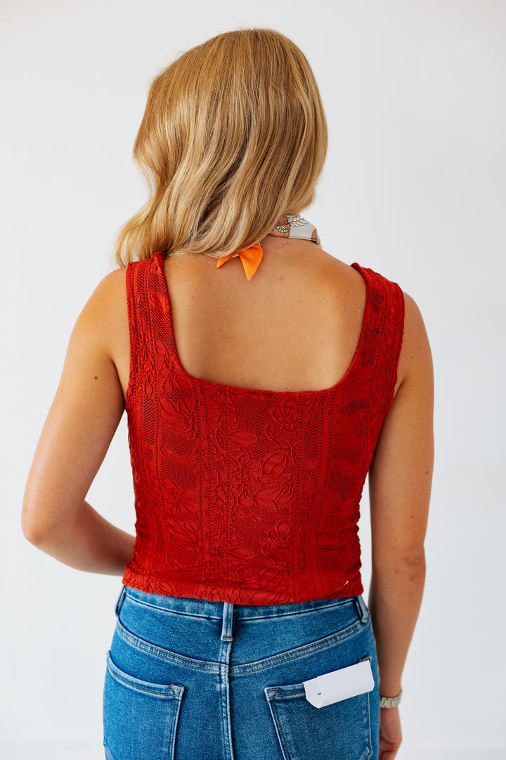 NIKIBIKI DOUBLE LACE TANK- CHILI OIL