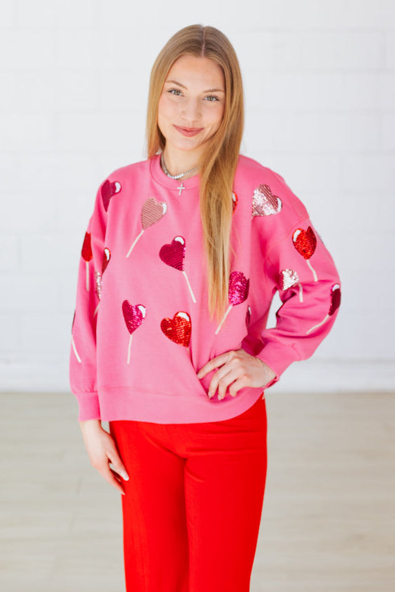 VALENTINE SEQUIN LOLLIPOPS SWEATSHIRT