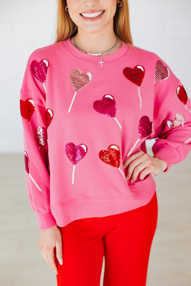 VALENTINE SEQUIN LOLLIPOPS SWEATSHIRT