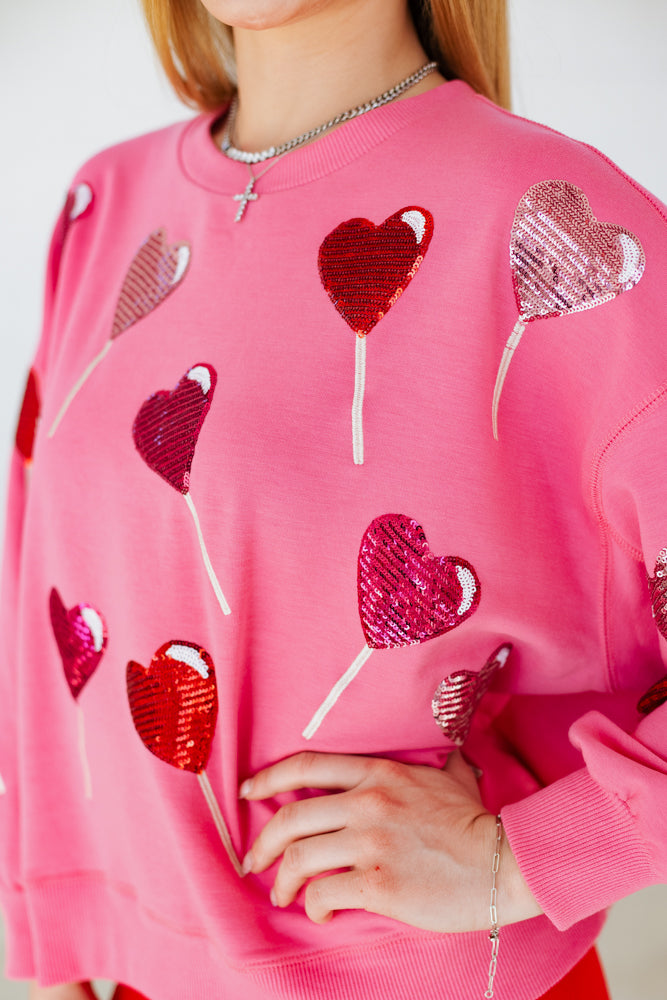 VALENTINE SEQUIN LOLLIPOPS SWEATSHIRT