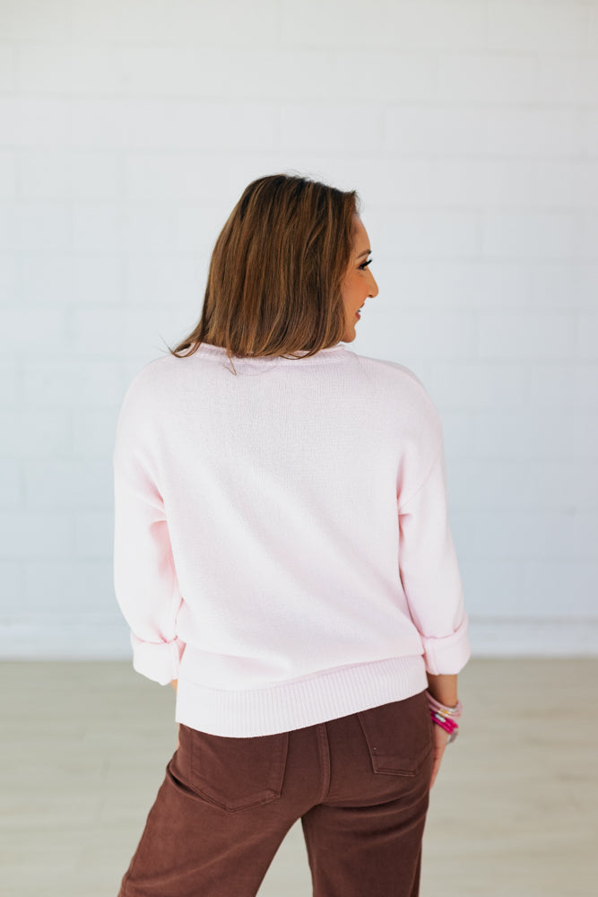 HEART MARTINI KNIT GRAPHIC SWEATER