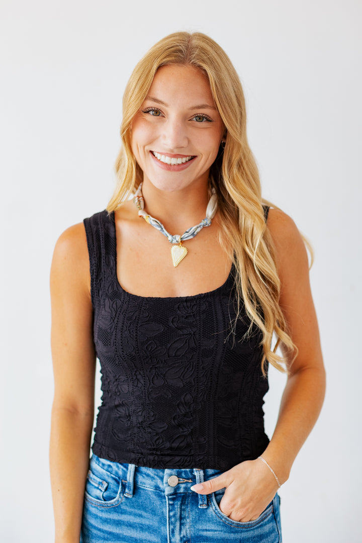 NIKIBIKI DOUBLE LACE TANK - BLACK