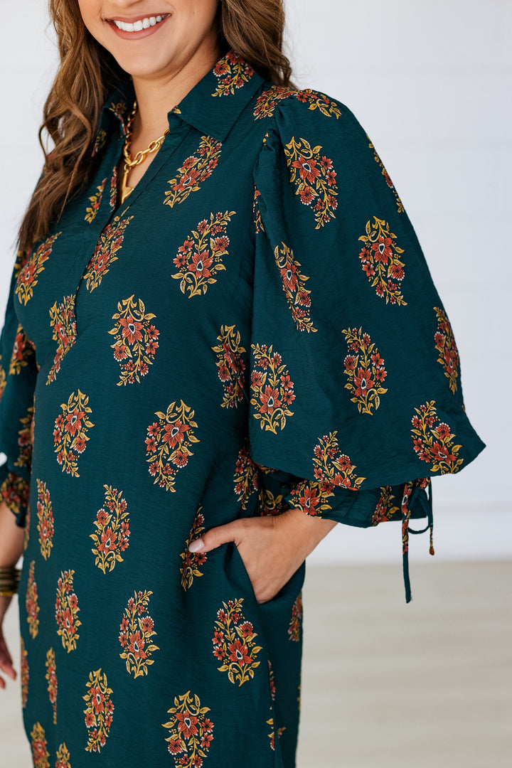 IVY GREEN PRINT MINI DRESS