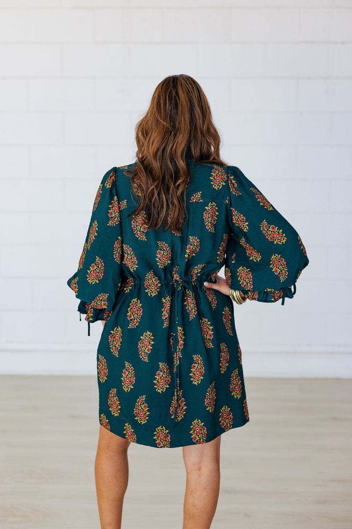 IVY GREEN PRINT MINI DRESS
