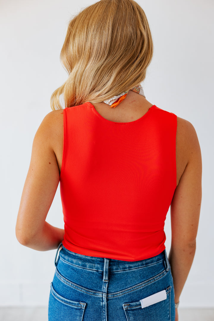 NIKIBIKI SMOOTH SQUARE NECK TOP - POPPY RED