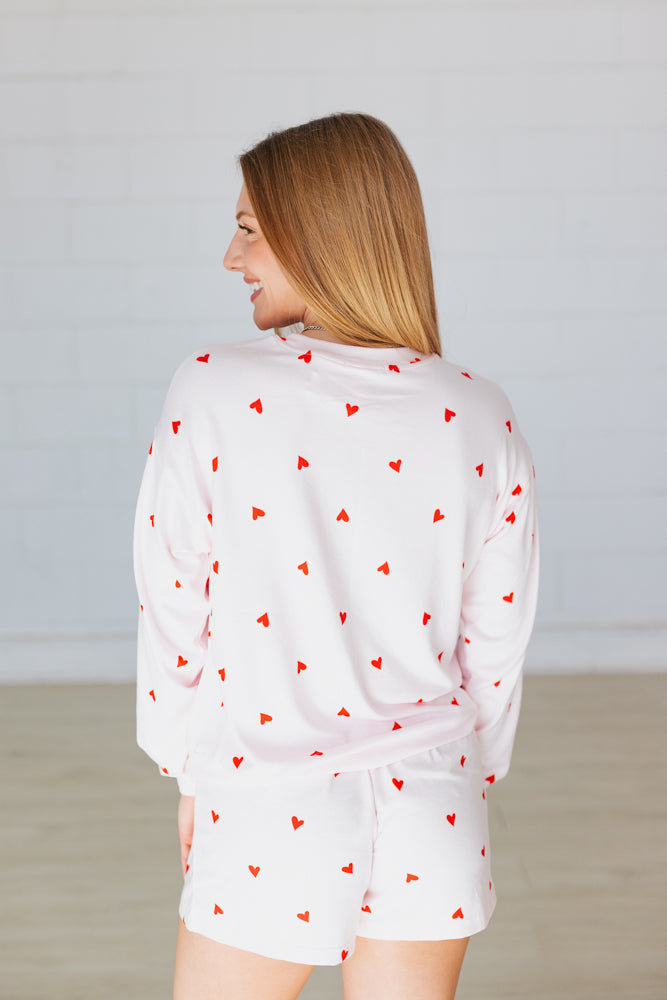 Z SUPPLY: MIRA HEART LONGSLEEVE TOP- PINK MARSHMALLOW