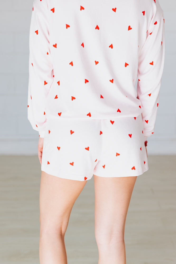 Z SUPPLY: LOVE FIRST HEART SHORT- PINK MARSHMALLOW