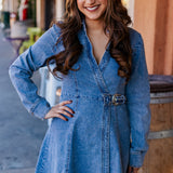 Buckle Up Western Denim Dress