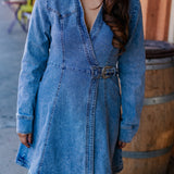 Buckle Up Western Denim Dress