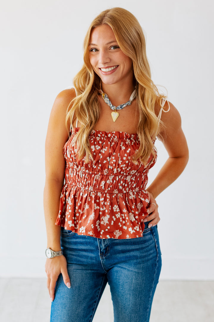 AUTUMN FLORAL TIE TOP