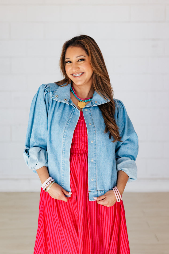FIONA FLARE SLEEVE LIGHT DENIM JACKET