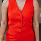 ON FIRE BUTTON UP VEST ORANGE /RED