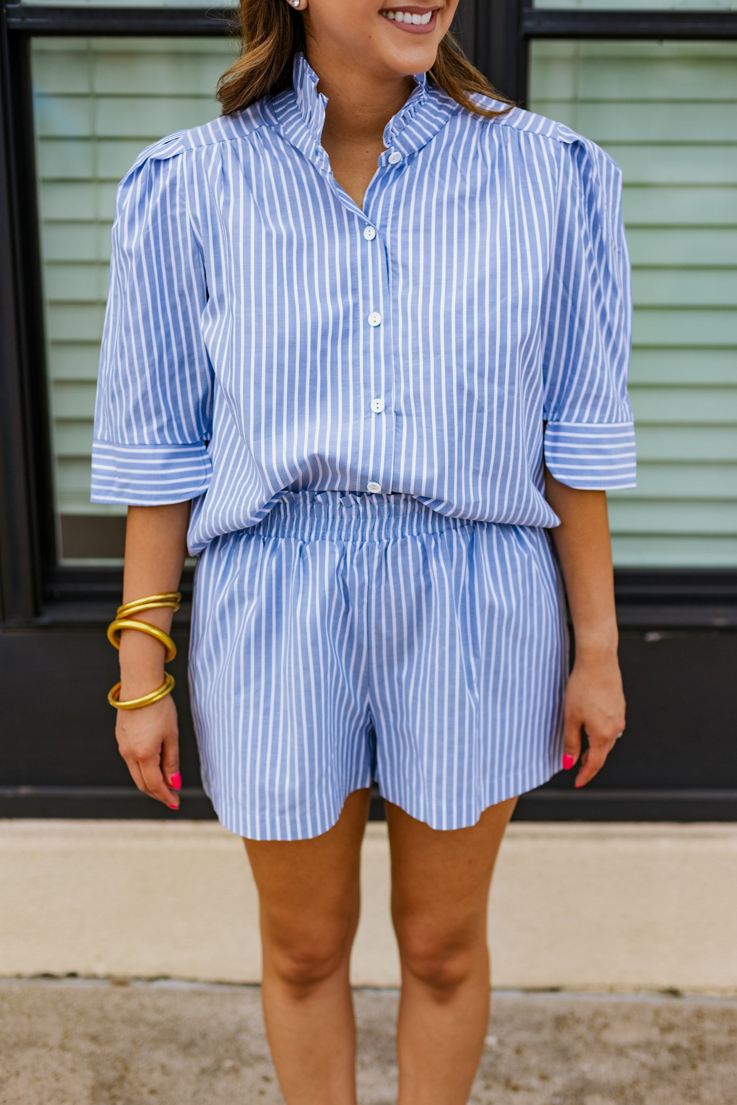 IN THE CLOUDS STRIPE PUFF SLEEVE TOP