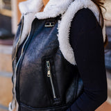 Black Leather Aviator Vest