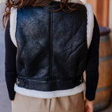 Black Leather Aviator Vest