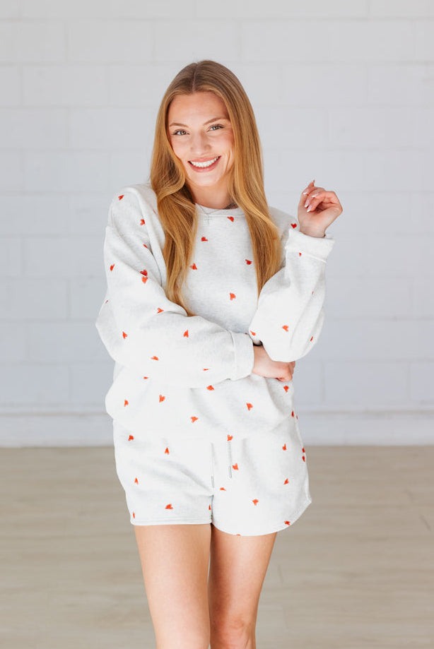 HALLIE HEART SWEATSHORT