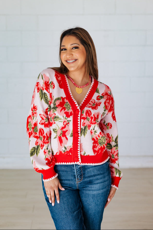 PINK POPPY FLORALS CARDIGAN